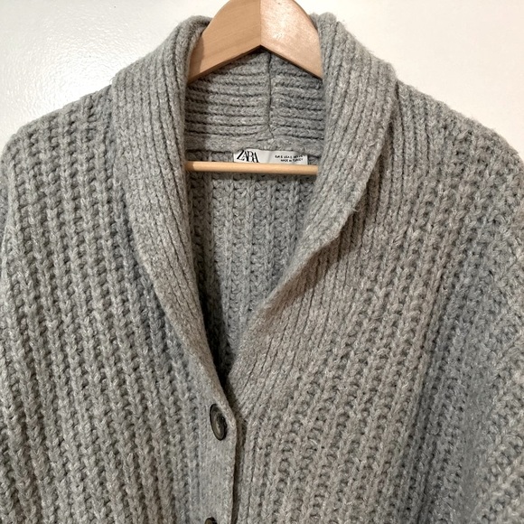 ZARA- ladies wool thick cable knit cardigan sweater - Picture 2 of 2